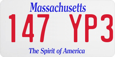 MA license plate 147YP3