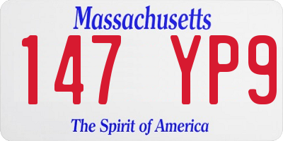 MA license plate 147YP9