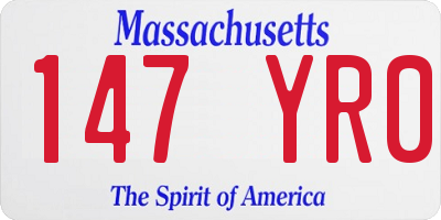 MA license plate 147YR0