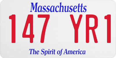 MA license plate 147YR1