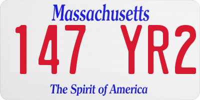 MA license plate 147YR2