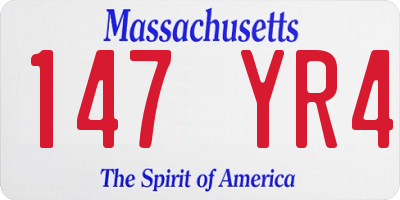 MA license plate 147YR4