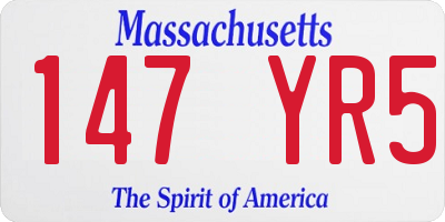 MA license plate 147YR5