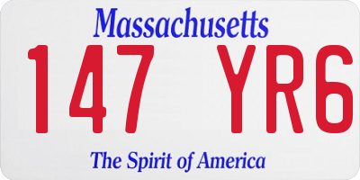 MA license plate 147YR6