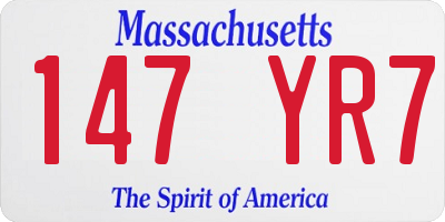 MA license plate 147YR7