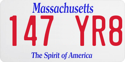MA license plate 147YR8