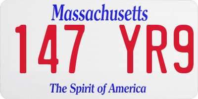 MA license plate 147YR9
