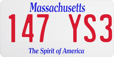 MA license plate 147YS3