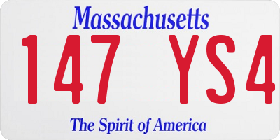 MA license plate 147YS4