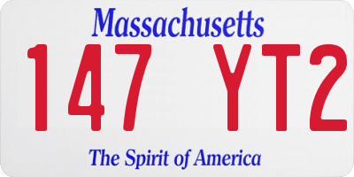 MA license plate 147YT2