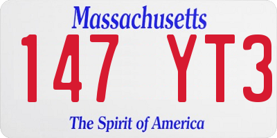 MA license plate 147YT3