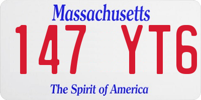 MA license plate 147YT6