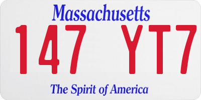 MA license plate 147YT7