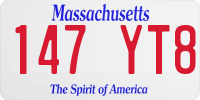 MA license plate 147YT8