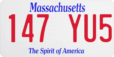 MA license plate 147YU5