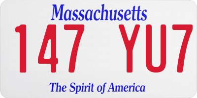 MA license plate 147YU7