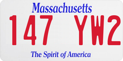 MA license plate 147YW2