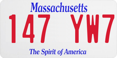 MA license plate 147YW7