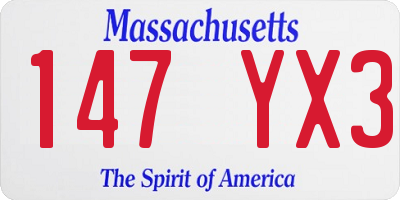 MA license plate 147YX3