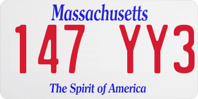 MA license plate 147YY3