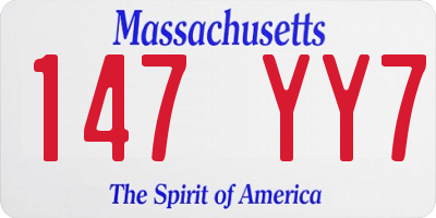 MA license plate 147YY7