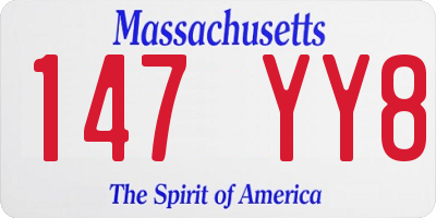 MA license plate 147YY8
