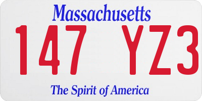 MA license plate 147YZ3