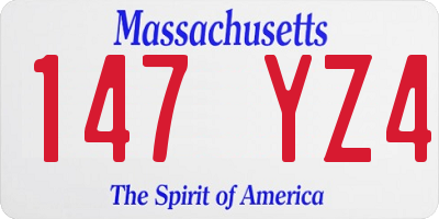 MA license plate 147YZ4