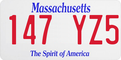MA license plate 147YZ5