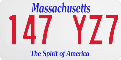 MA license plate 147YZ7
