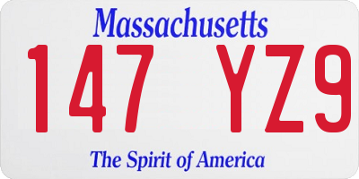 MA license plate 147YZ9
