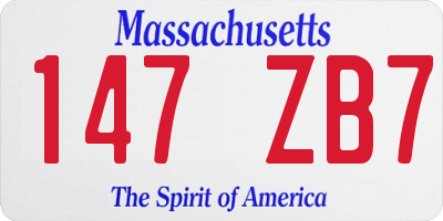 MA license plate 147ZB7