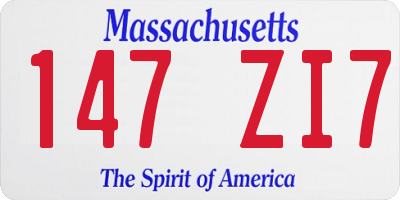 MA license plate 147ZI7