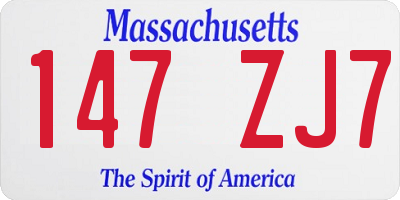 MA license plate 147ZJ7