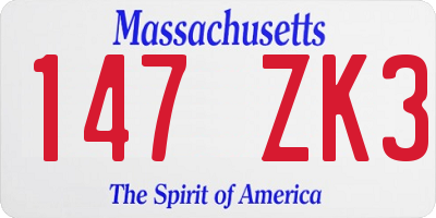 MA license plate 147ZK3