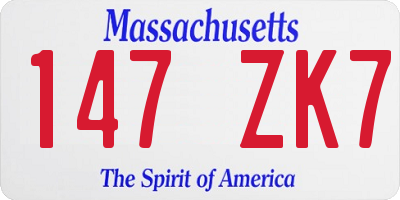 MA license plate 147ZK7