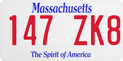 MA license plate 147ZK8
