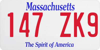 MA license plate 147ZK9