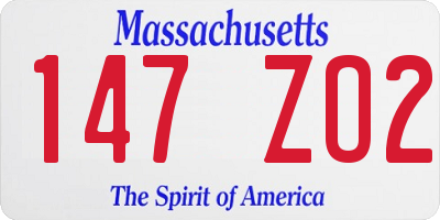 MA license plate 147ZO2