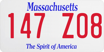 MA license plate 147ZO8