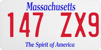 MA license plate 147ZX9