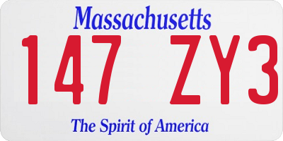 MA license plate 147ZY3