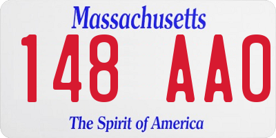 MA license plate 148AA0