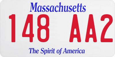 MA license plate 148AA2