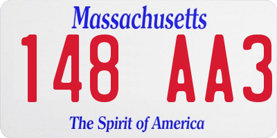 MA license plate 148AA3