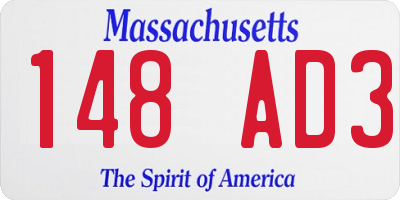 MA license plate 148AD3