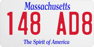 MA license plate 148AD8