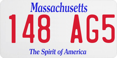 MA license plate 148AG5