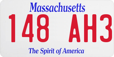 MA license plate 148AH3