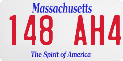 MA license plate 148AH4